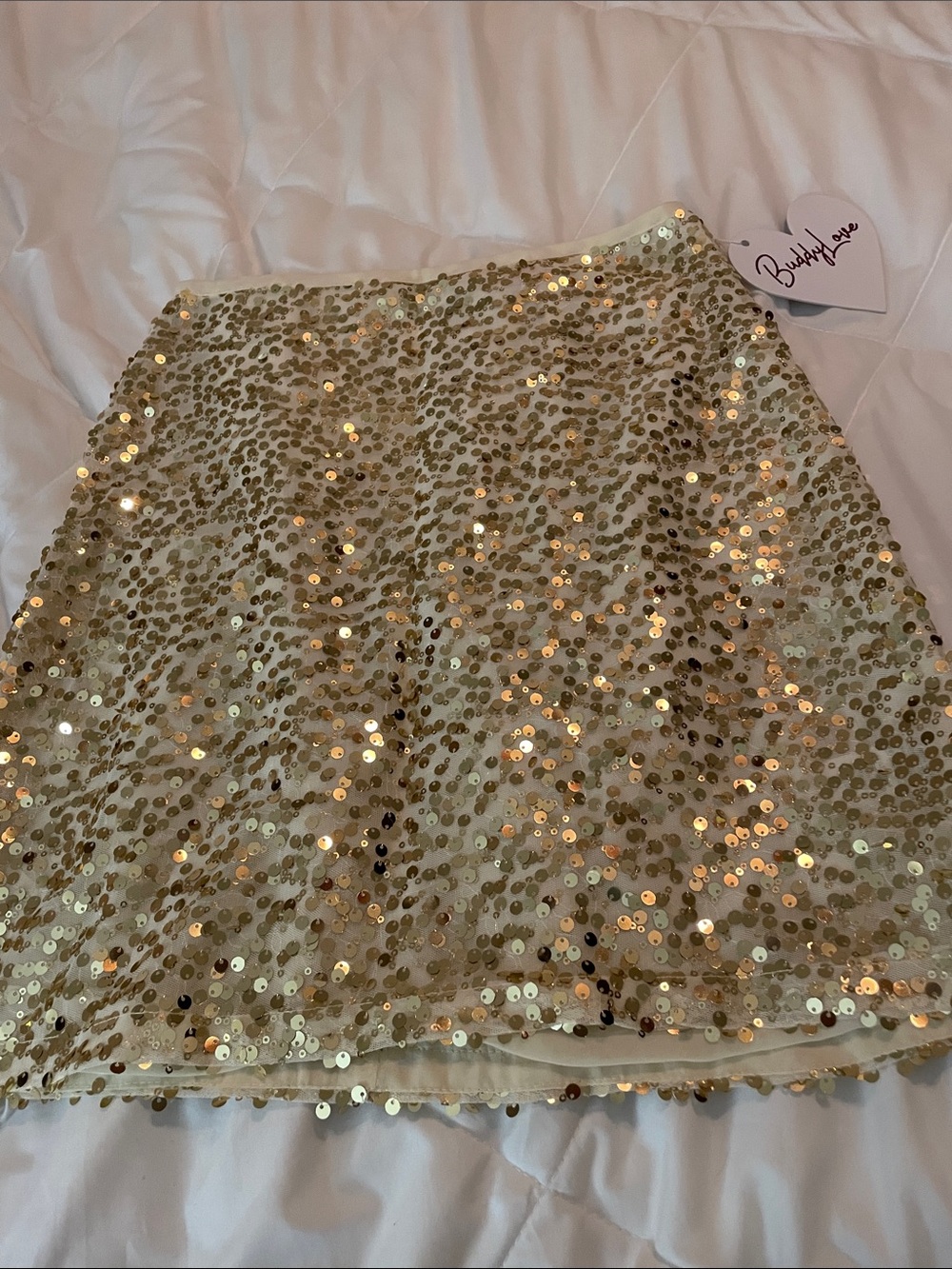 Buddy Love Champagne Sequin Mini Skirt never worn
